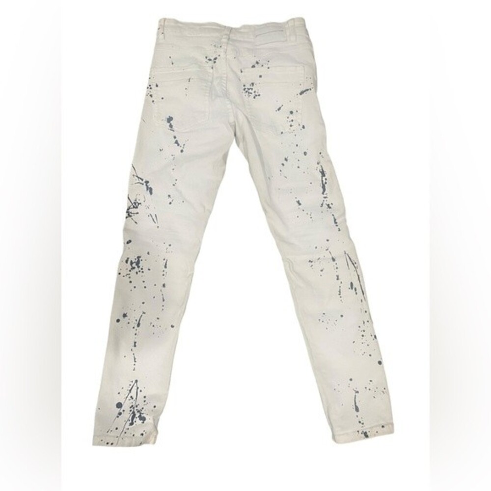 M.Society Politically Incorrect White/Black Paint Stain Skinny Jeans -size 30X30 - Picture 2 of 5